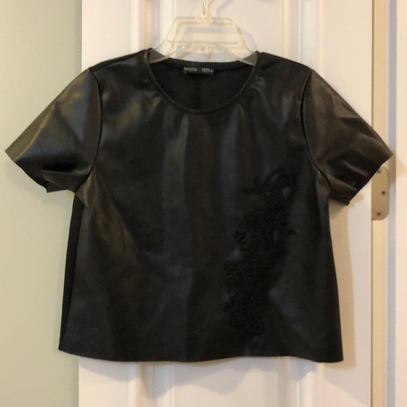 Zara Tops - Zara Pleather Short Sleeve Top
